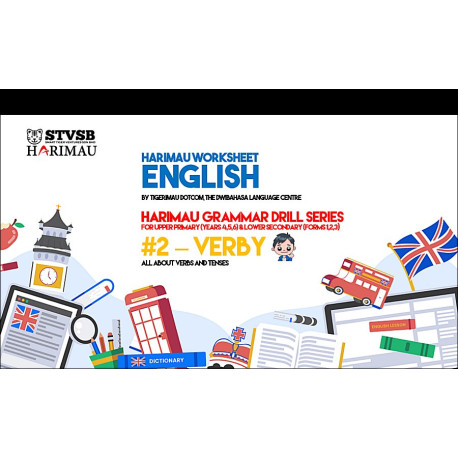 Harimau Worksheet - English Grammar Drill Series - VERBY for Verbs & Tenses